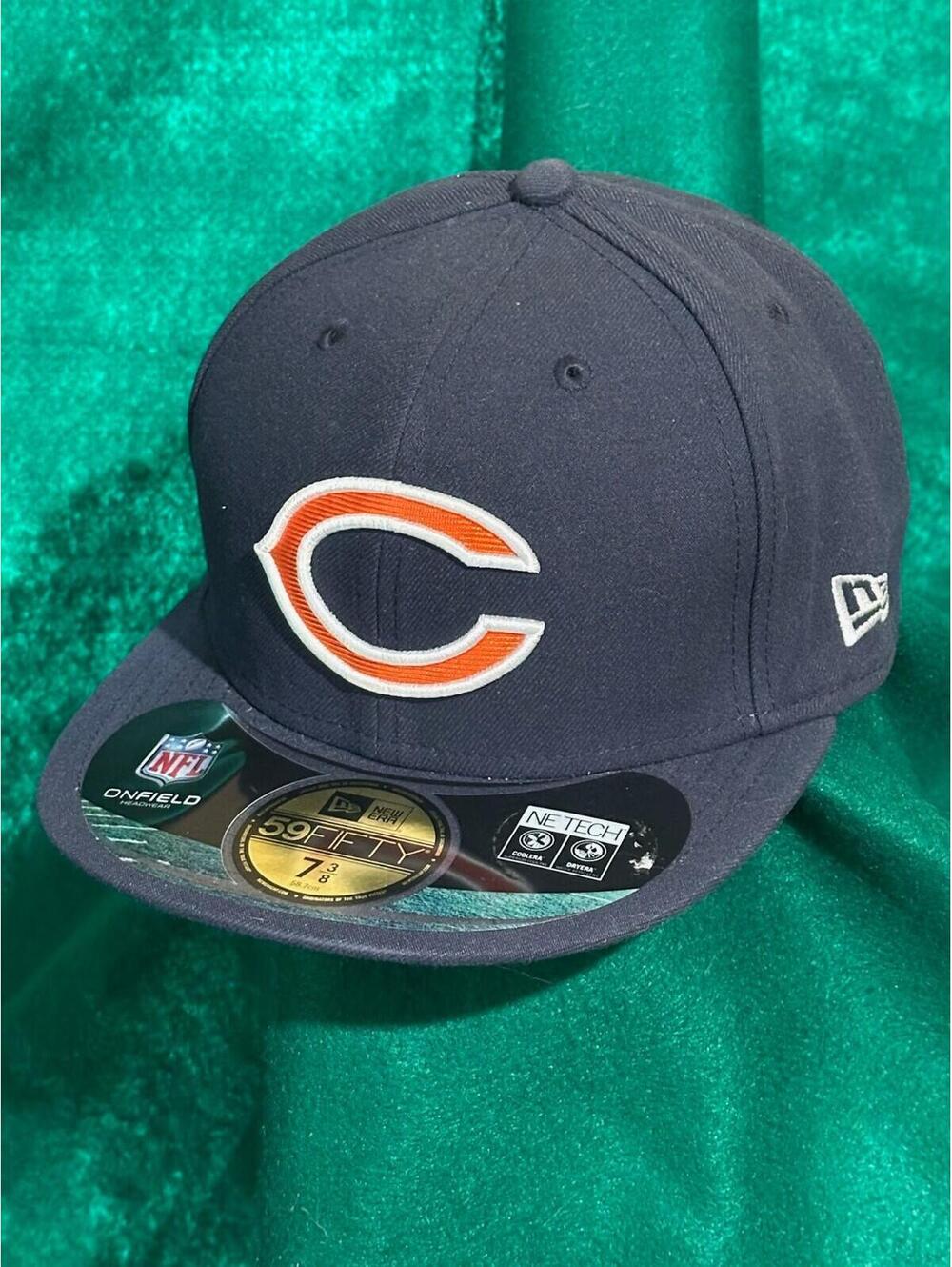 On Field New Era NFL Chicago Bears Logo 59FIFTY Fitted Hat SIZE 7 3/8 NAVY